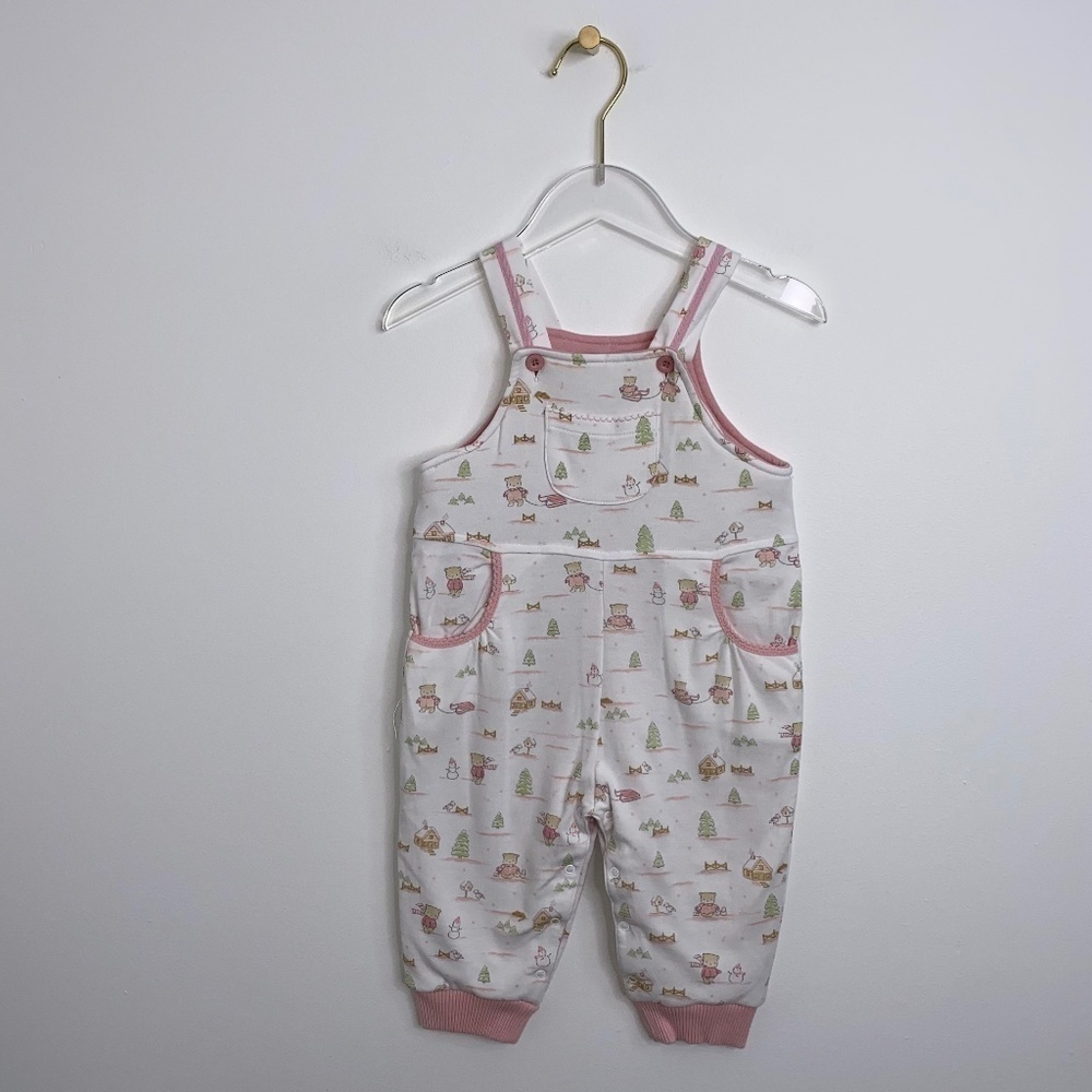 Baby Cottons Winter Print Overalls Romper Size 9M Pima Cotton